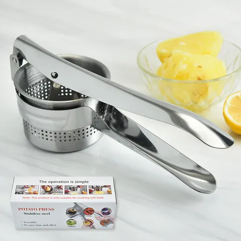 Stainless Steel Potato Ricer Manual Fruit Juicer Kitchen Tool With Side Holes Heavy Duty Food Press Masher For Home Cooking