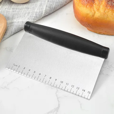 Stainless Steel Dough Cutter With Scale Baking Scraper Multipurpose Flour Knife Kitchen Baking Tool For Home Pastry Preparation