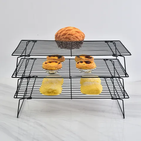 Stainless Steel Cooling Rack 3-Tier Stackable Baking Wire Rack Non-Stick Bread Cake Cookie Cooling Grid Kitchen Tool