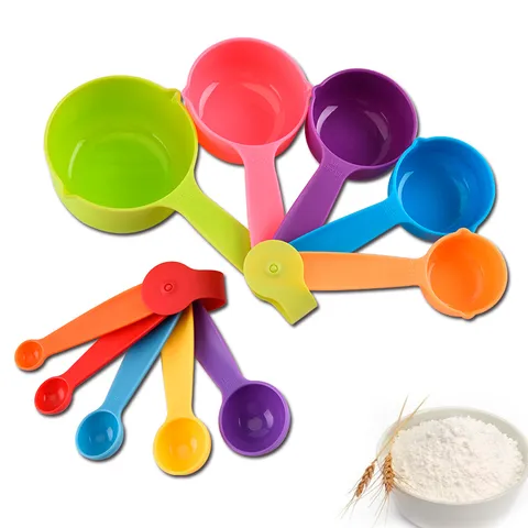 Multicolor Plastic Measuring Spoons And Cups Kitchen Baking Tool For Cooking And Baking Daily Use