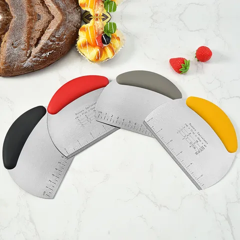 Stainless Steel Dough Scraper Pastry Cutter Bench Scraper with Measurement Scale and Non Slip Plastic Handle Baking Tool
