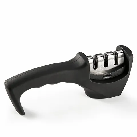 Multi-Functional Kitchen Knife Sharpener Portable Manual Rapid Sharpening Tool With Ergonomic Black Handle