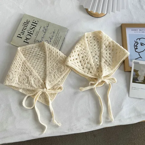 Handgemaakte Gehaakte Driehoekige Sjaal Opengewerkte Kant Decoratieve Rok Wrap Vrouwen Franse Retro Taille Riem Sjaal Accessoires