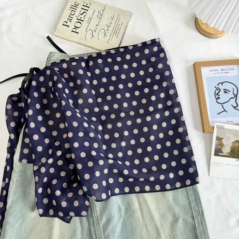 Pañuelo Chal con Cordones de Poliéster con Estampado Floral Vintage para Mujer Ligero Retro Paisley Lunares Bandana Decoración Accesorio