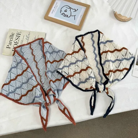 Koreanischer Stil Polyester Geklöppelter Strick Dreieckstuch Damen Wellenmuster Vielseitig Mode Dünner Halsschal Sommer Herbst