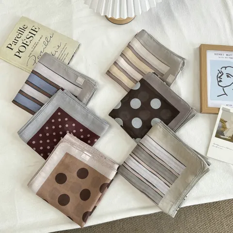 Polyester Satin Polka Dot Striped Square Scarf Elegant Hair Ribbon Neck Scarf Head Wrap Casual Chic Fashion Accessories For Women
