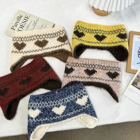Γυναικεία Πλεκτή Κορδέλα Fair Isle Χειμερινή Ζεστή Προστασία Αυτιών Μοτίβο Καρδιά Κορεάτικο Στυλ Βίντατζ Πλεκτά Αξεσουάρ