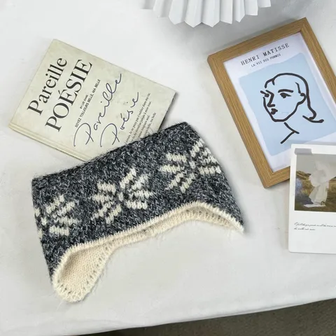 Damen Schneeflocke Strick Ohrenschützer Stirnband Winter Warm Winddicht Jacquard Ohrenwärmer Outdoor Haarband Komfort Kopfbedeckung Zubehör