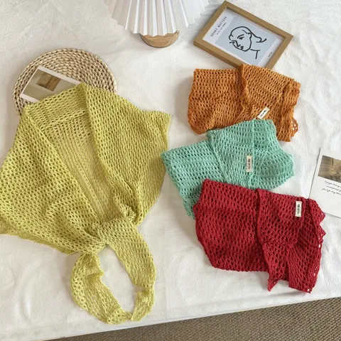 Women Triangle Scarf Knitted Hollow Out Shawl Wrap Layering Waistband Scarf Fashion Versatile Lightweight Elegant Poncho Scarf For Fall Winter