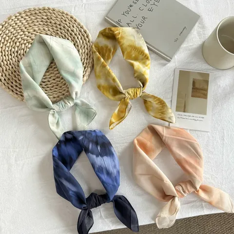 Foulard Quadrato da Donna in Cotone Tie Dye Moda Versatile Fascia per Capelli Fazzoletto Bandana Accessorio per Primavera Estate