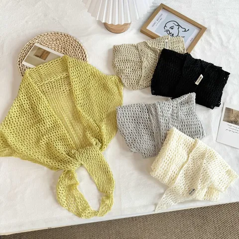 Women Triangle Scarf Knitted Hollow Out Shawl Wrap Layering Waistband Scarf Fashion Versatile Lightweight Elegant Poncho Scarf For Fall Winter