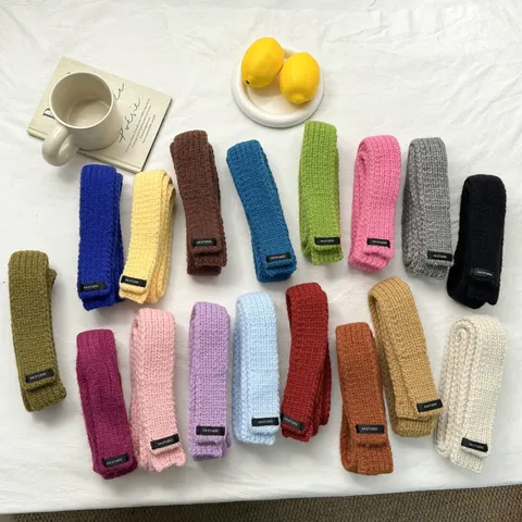 Damen Einfarbig Schmaler Langer Strickschal Weicher Warmer Winterhalswärmer Skinny Schal Für Studenten Modeaccessoires Täglich