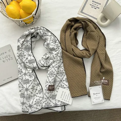 Women's Retro Artistic Paisley Polka Dot Cotton Scarf Long Warm Soft Neck Protector Scarf For Autumn Winter Casual Daily Wear