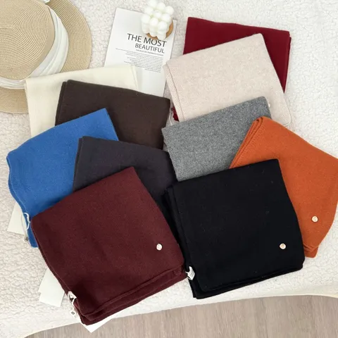 Women Fashion Wool Knitted Scarf Solid Color Thick Warm Neck Warmer Soft Shawl Winter Neck Guard Accessory For Daily Ladies