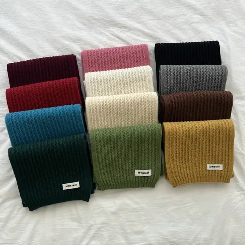 Winter Warm Knit Scarf For Women Men Solid Color Ribbed Short Neck Warmer Fashion Winter Cold Weather Accessory