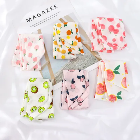 Bufanda Estrecha de Gasa de Poliéster para Mujer Cinta con Estampado de Frutas Lazo para el Pelo Cinta Decorativa para Bolso