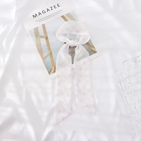 Foulard Piccolo da Donna in Chiffon con Stampa Floreale Nastro per Capelli Multiuso Decorazione per Borsa Fascia per Capelli Nastro di Seta Accessori Moda