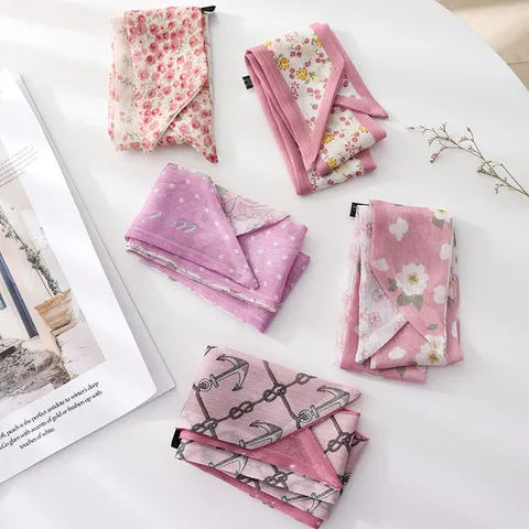 Γαλλικό Βίντατζ Μαντήλι Μαλλιών Πολυεστέρα Μακρύ Κορδέλα Λουλουδάτο Μοτίβο Κορδέλα για Γυναίκες Καλοκαίρι Σιφόν Μαντήλι Λαιμού