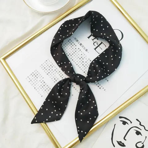 Sciarpa Sottile in Satin a Pois da Donna Nastro per Borse Capelli Accessorio di Moda Versatile in Poliestere Cravatta Decorativa Quotidiana
