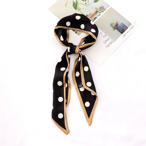 Sciarpa in Raso a Pois Lunga per Donna Nastro per Capelli Sottile Sciarpa al Collo Effetto Seta Fascia per Capelli per Borsa Polso Accessori Moda