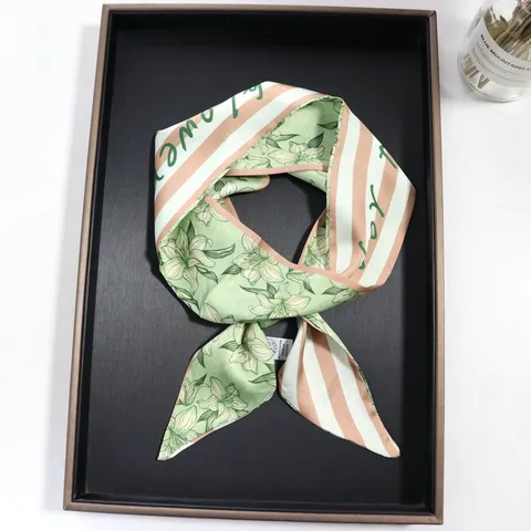 Foulard Long Étroit Pour Femmes En Polyester Imprimé Floral Ruban Bandeau Sac Streamer Cravate Foulard Pour Assortir Les Vêtements Décoration Élégante