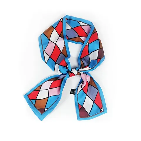 Écharpe Étroite en Satin de Polyester pour Poignée de Sac Polka Dot Rayures Imprimé Équestre Ruban Cheveux Cravate Serre-tête Femmes