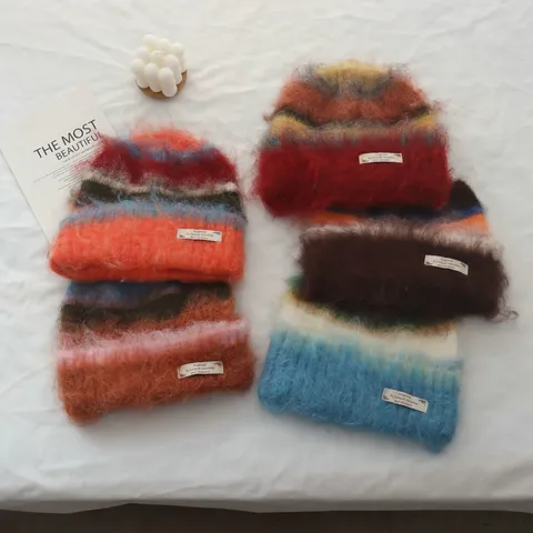 Stile Coreano Righe a Contrasto Maglia Berretto Guanti Inverno Caldo outdoor Protezione Freddo Minimalista Accessori Moda