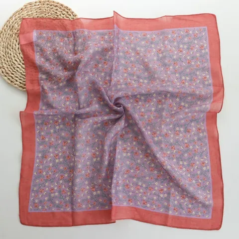 Vintage Floral Cotton Square Scarf For Women Japanese Style Breathable Paisley Small Neck Scarf Artistic Decorative Handkerchief