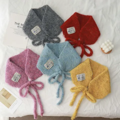 Sciarpa Scaldacollo in Pile di Poliestere Tinta Unita Carina in Stile Coreano Berretto con Protezione per le Orecchie con Design Stringato per Accessori da Donna Autunno Inverno