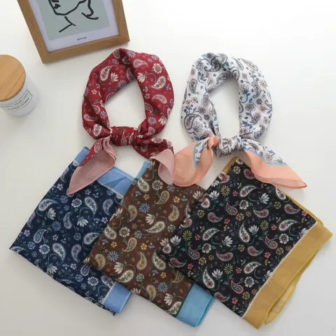 Retro Paisley Vierkante Sjaal Vrouwen Zijdegevoel Polyester Lichtgewicht Hals Sjaal Haarband Mode Accessoires