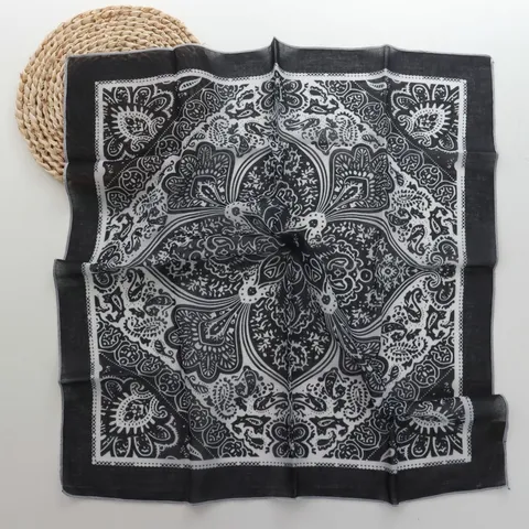 Pañuelo Cuadrado de Algodón Vintage Con Estampado Floral Paisley para Mujer Elegante Cinta para el Pelo Bandana Accesorio de Cuello