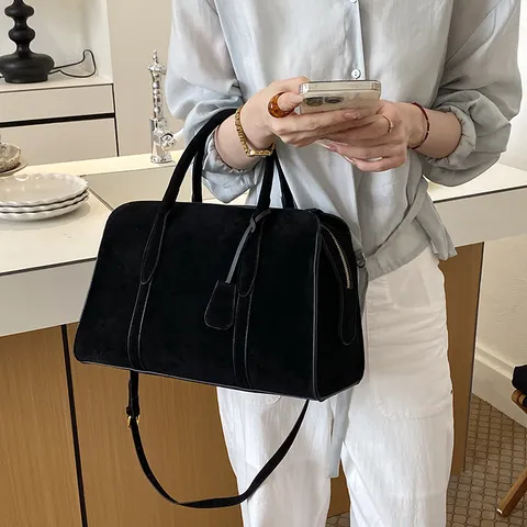 Retro Frosted PU Leather Boston Bag For Women Vintage Matte Crossbody Shoulder Bag Simple Casual Handbag Versatile Travel Satchel