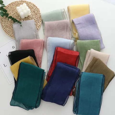 Elegant Korean Style Long Solid Color Scarf Thin Polyester Streamer Neck Guard Ribbon Minimalist Fashion Shawl For Women