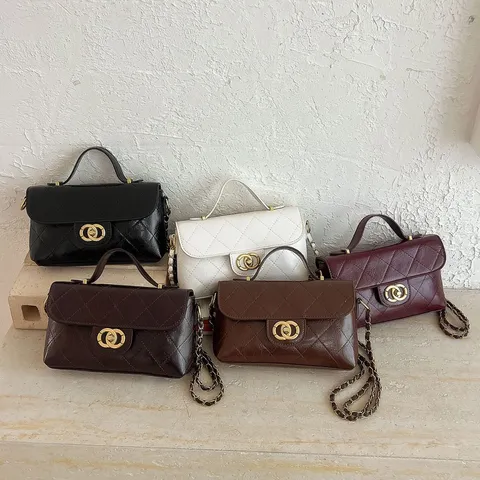 Womens Quilted Chain Crossbody Bag Rhombus Square Handbag PU Leather Small Shoulder Bag Elegant Fashion Phone Purse