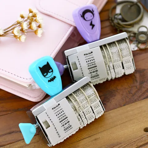 Mignon Dessin Animé Rouleau Date Tampon Plastique Fer Réglable Texte Roue Tampon DIY Scrapbooking Journal Cahier Outils Décoratifs