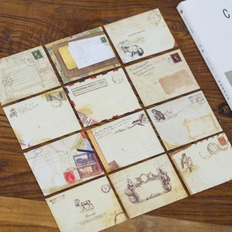 Mini Enveloppes en Papier de Style Européen Vintage Multicolore Motif Floral Carte Timbre Papeterie Décorative Petites Enveloppes pour Cartes