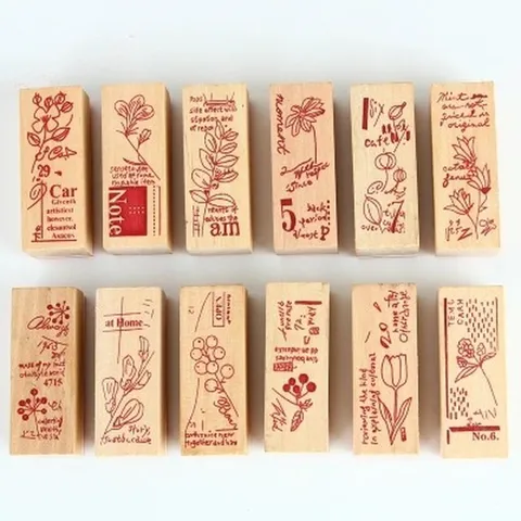Tampon En Bois Rétro Jardin Européen Motif Botanique Floral Artisanat Décoratif Oblitération Pour DIY Scrapbooking Journal Intime Lettre Décoration
