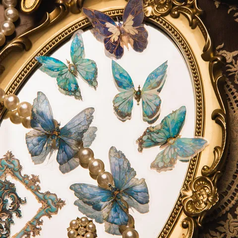 Autocollants Baroque Rétro en PET Autocollants Papillon Bordure Vintage Européenne pour Journal Intime Scrapbooking Étiquette Décorative