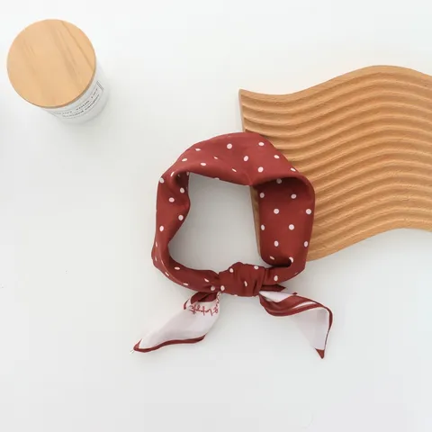 French Retro Polka Dot Leopard Print Cotton Square Scarf Headband For Women Elegant 100 Percent Cotton Decoration Accessories