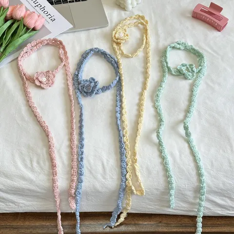 Damen Geknüpftes Floral Dünnes Tuch Handgemachte Häkeln Lange Halstuch Casual Dekorative Hals Schal Mode Accessoires