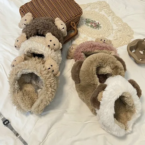 Cute Plush Bear Earmuffs Winter Warm Ear Warmers Soft Faux Fur Ear Covers Women Cold Weather Outdoor Accessories