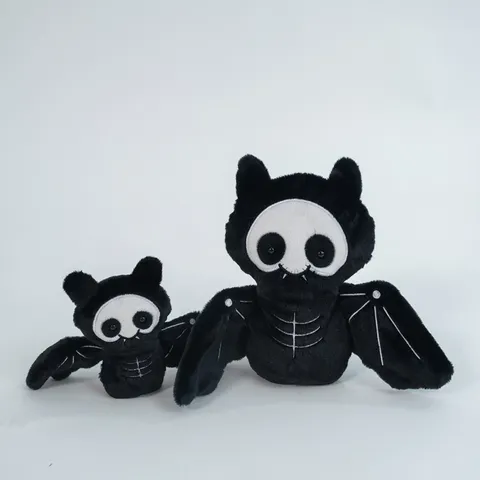 Halloween Bat Plush Toy Stuffed Animal Cute Black Bat Doll With Skeleton Embroidery Soft Polyester Kids Companion Decor
