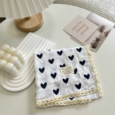 Pañuelo Cuadrado de Algodón con Ribete de Encaje Floral Literario para Mujer Bufanda de Cuello Casual Vintage Tocado Decorativo