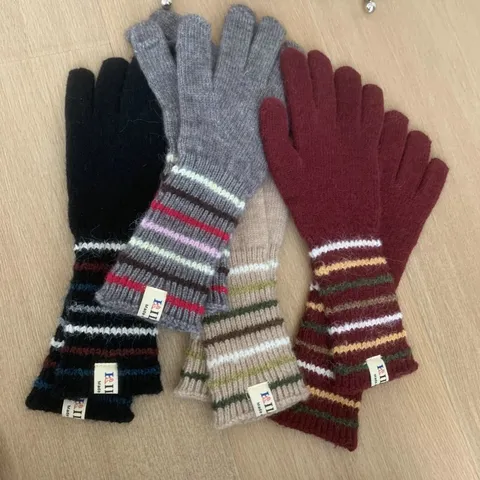 Damen Winter Warm Gestreifte Lange Handschuhe Mode Lässig Kaltes Wetter Stretch Armstulpen