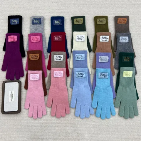 Women's Cute Knit Gloves Winter Warm Long Five Finger Gloves Solid Color Casual Fashion Winter Warm Gloves