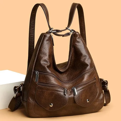 Women Soft PU Leather Shoulder Bag Large Capacity Casual Commuter Crossbody Bag Multi Pocket Top Handle Satchel Handbag