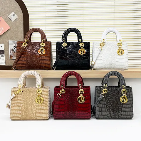 Women Fashion Crocodile Pattern PU Leather Handbag Luxury Designer Style Top Handle Crossbody Bag Tote Purse For Daily Use