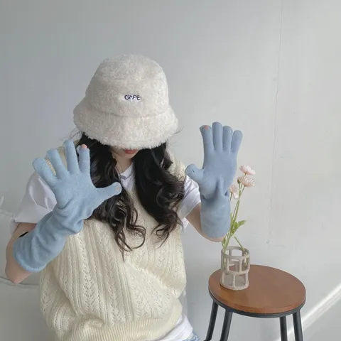 Korean Style Knitted Fingerless Gloves Women Winter Solid Color Long Wrist Warm Mittens Sweet Touchscreen Soft Acrylic Arm Warmers