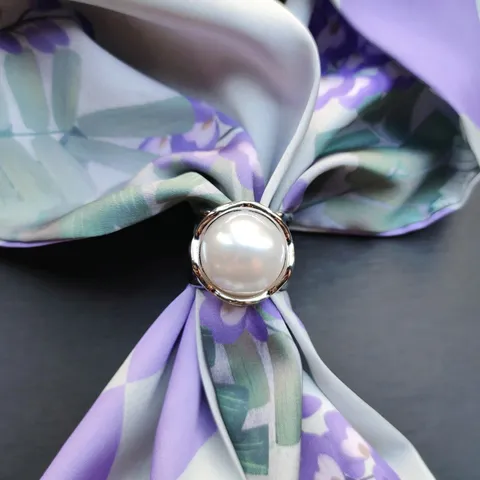 Versatile Silk Scarf Buckle Ring Alloy Rhinestone Artificial Pearl Brooch Women Fashion Scarf Clip Jewelry Gift
