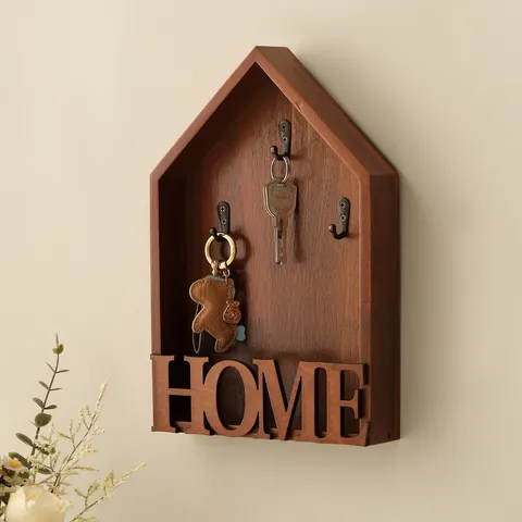 Nordic Wooden Wall Mounted Key Holder Storage Rack With Hooks Entryway Organizer Home Decor Wall Shelf